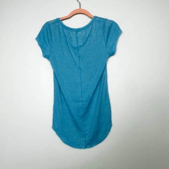 Chaser NWT Vintage Ribbed Scoop Neck Shirttail Tee Bahamas/Teal Size Medium - Picture 3 of 4